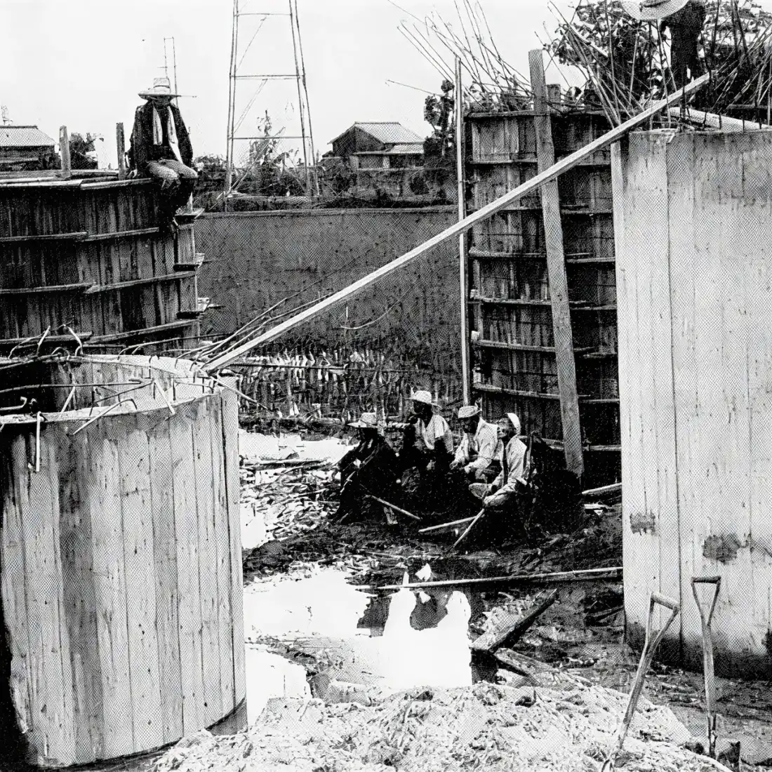 昭和40年当時井筒型基礎工事